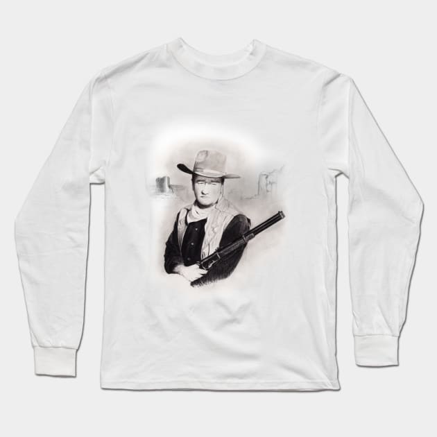 John Wayne tee Long Sleeve T-Shirt by pencilartist